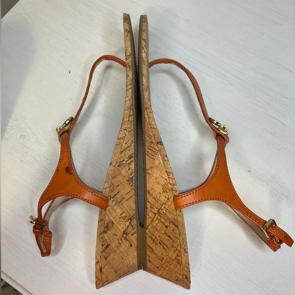Micheal Kors Orange Leather and Cork Wedge Thong Sandal 9.5 - Picture 11 of 11